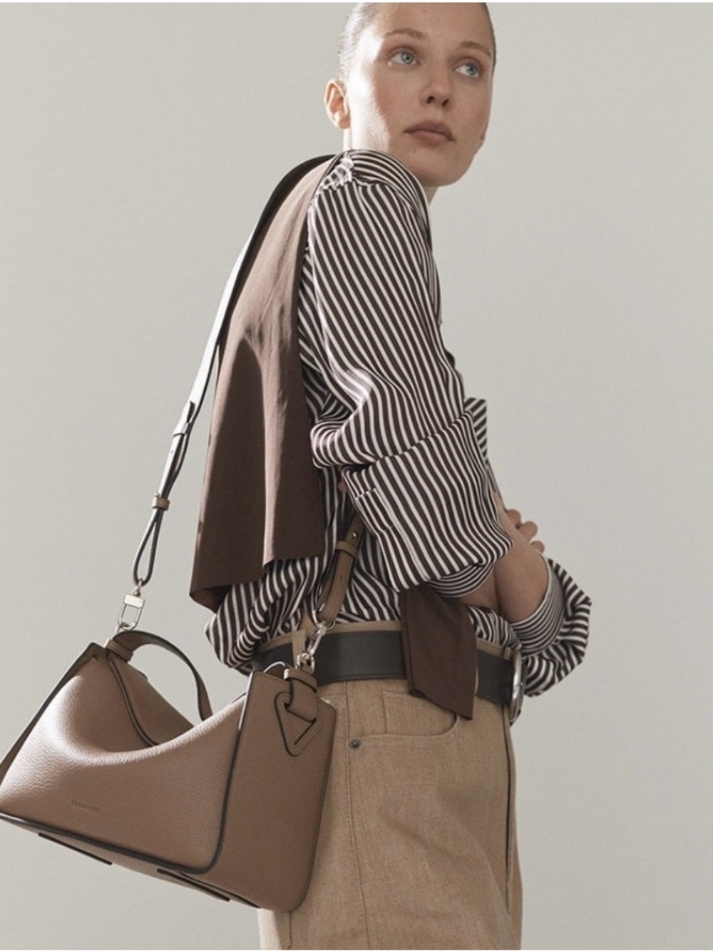 The Horse Clementine — Taupe Pebbled Leather Shoulder Bag - Picture 2 of 11
